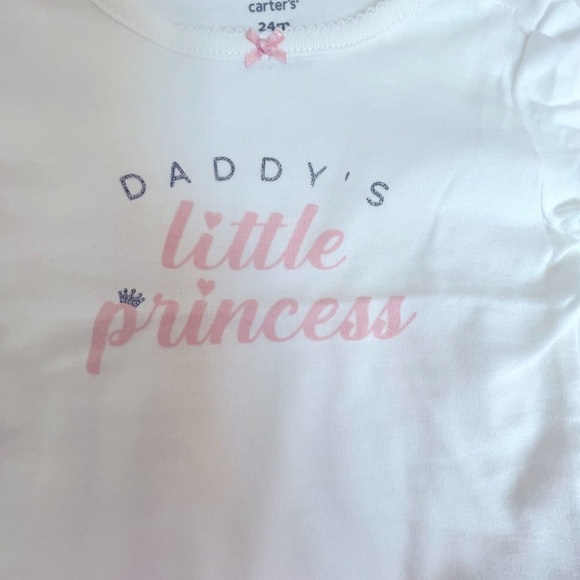 Carter’s long sleeve oonsie/pants set. Light pink and white. Girls, 24 month - Picture 3 of 7